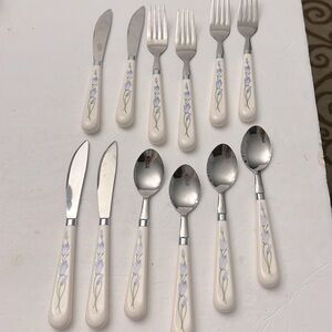 12 Piece Corelle Stainless Steel Flatware Blue Dusk